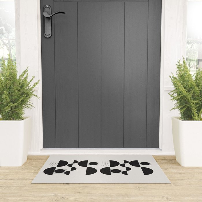 Black And White Bauhaus Abstract Welcome Mat Gallery Image 3
