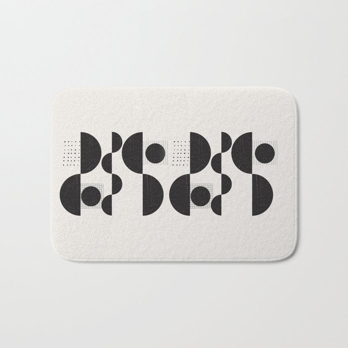 Black And White Bauhaus Abstract Bath Mat Gallery Image 1