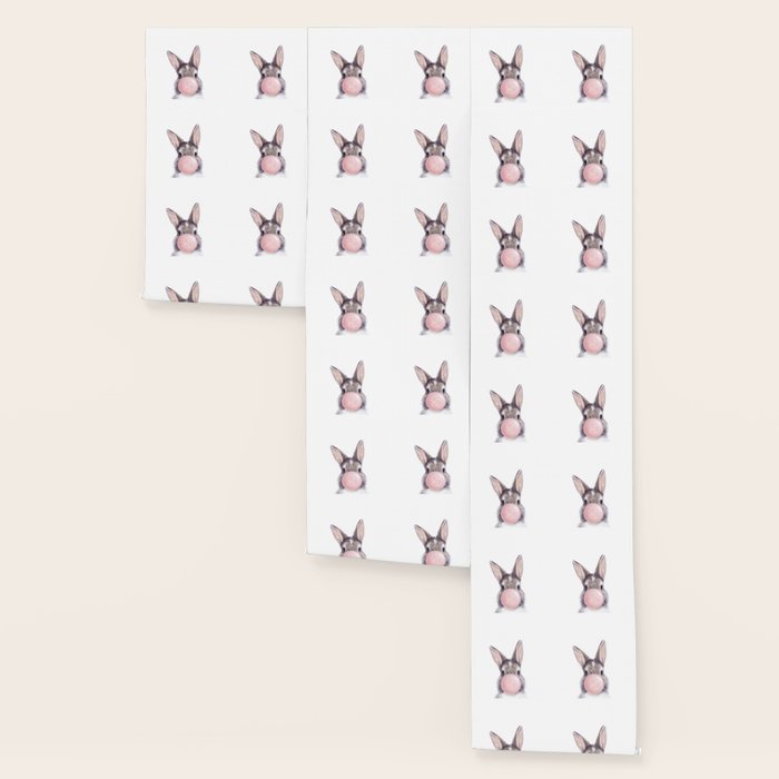 Bunny Rabbit Blowing Bubble Gum, Pink Nursery, Baby Animals Art Print by Synplus Wallpaper Gallery Image 3