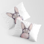 Bunny Rabbit Blowing Bubble Gum, Pink Nursery, Baby Animals Art Print by Synplus Pillow Sham Gallery Image 3