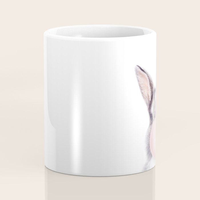 Bunny Rabbit Blowing Bubble Gum, Pink Nursery, Baby Animals Art Print by Synplus Coffee Mug Gallery Image 4
