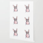 Bunny Rabbit Blowing Bubble Gum, Pink Nursery, Baby Animals Art Print by Synplus Wallpaper Gallery Image 2