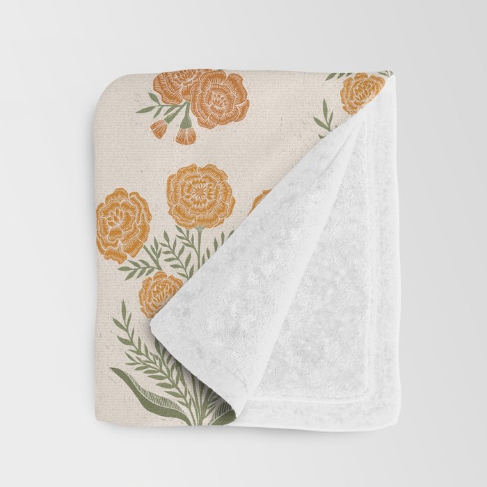 Marigold Block Print Throw Blanket Gallery Image 3