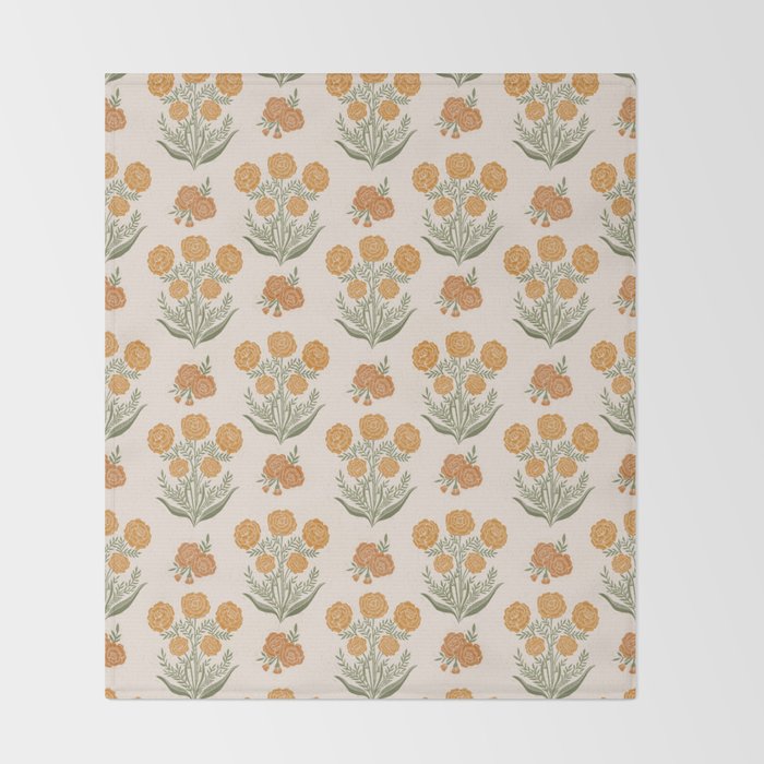 Marigold Block Print Throw Blanket Gallery Image 2