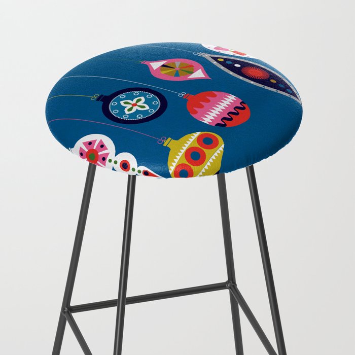 Retro Christmas Baubles on a dark background Stool Gallery Image 2