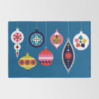Retro Christmas Baubles on a dark background Rug Gallery Image 2