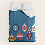 Retro Christmas Baubles on a dark background Duvet Cover Gallery Image 6