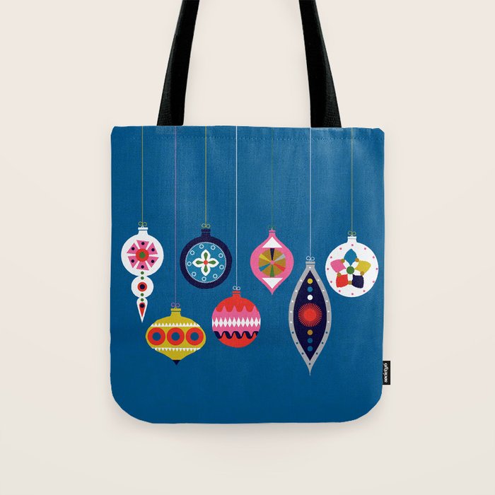 Retro Christmas Baubles on a dark background Tote Bag Gallery Image 1