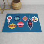 Retro Christmas Baubles on a dark background Rug Gallery Image 1