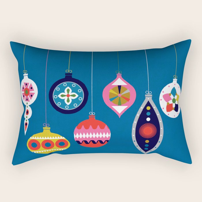 Retro Christmas Baubles on a dark background Rectangular Pillow Gallery Image 2