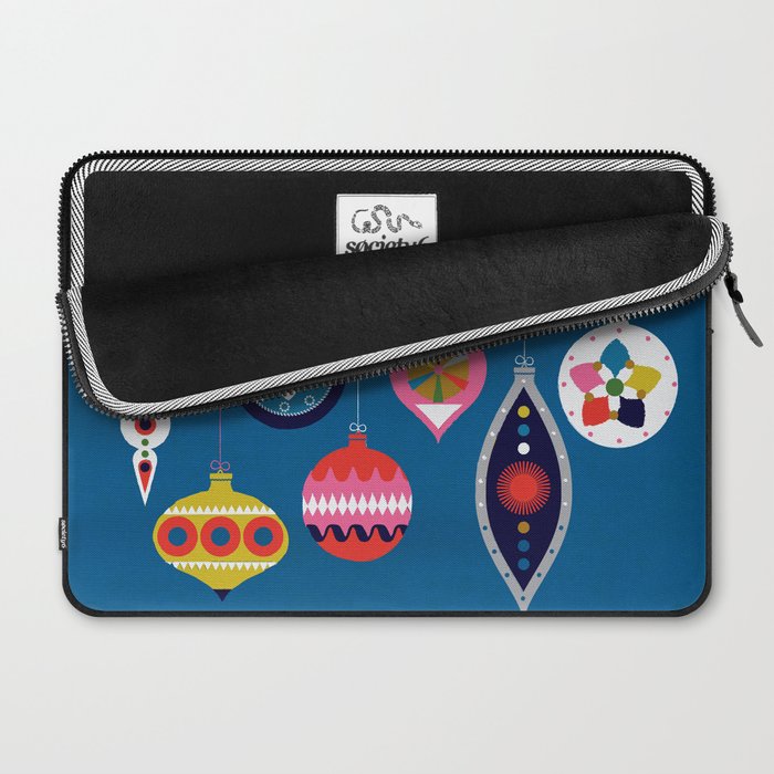 Retro Christmas Baubles on a dark background Laptop Sleeve Gallery Image 2
