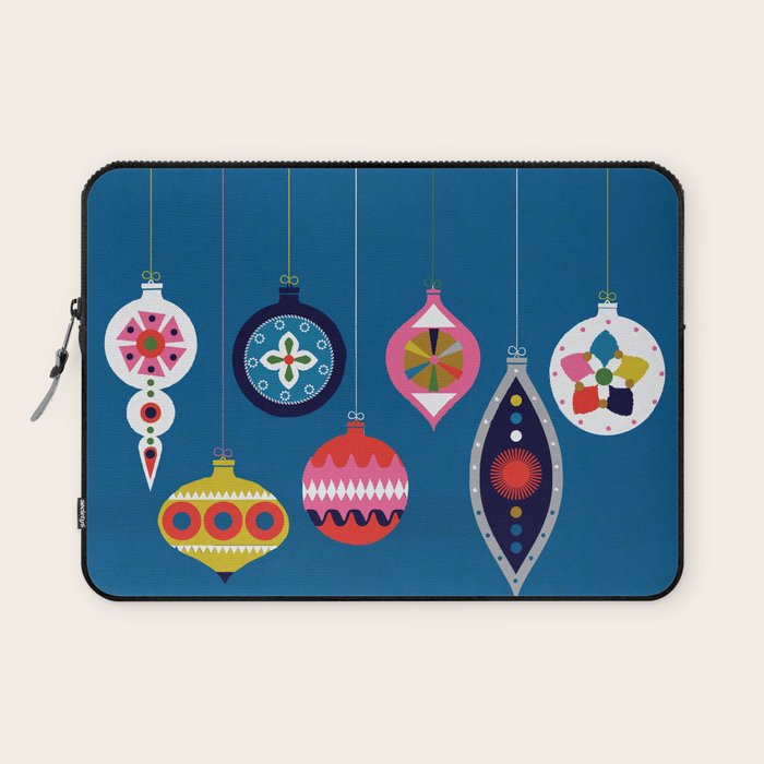 Retro Christmas Baubles on a dark background Laptop Sleeve Gallery Image 1
