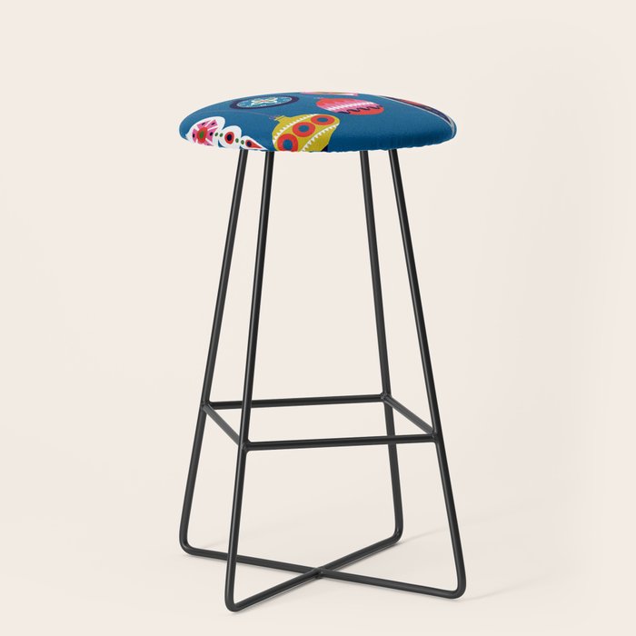 Retro Christmas Baubles on a dark background Stool Gallery Image 1