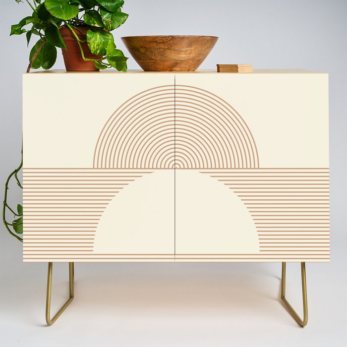Geometric lines in Shades of Coffee and Latte 4 (Sunrise and Sunset) Credenza Gallery Image 1