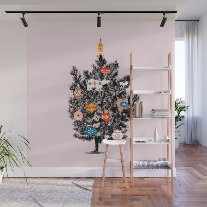 Retro Christmas tree no3 Wall Mural Gallery Image 1