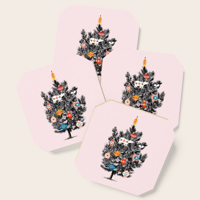 Retro Christmas tree no3 Coaster Gallery Image 1