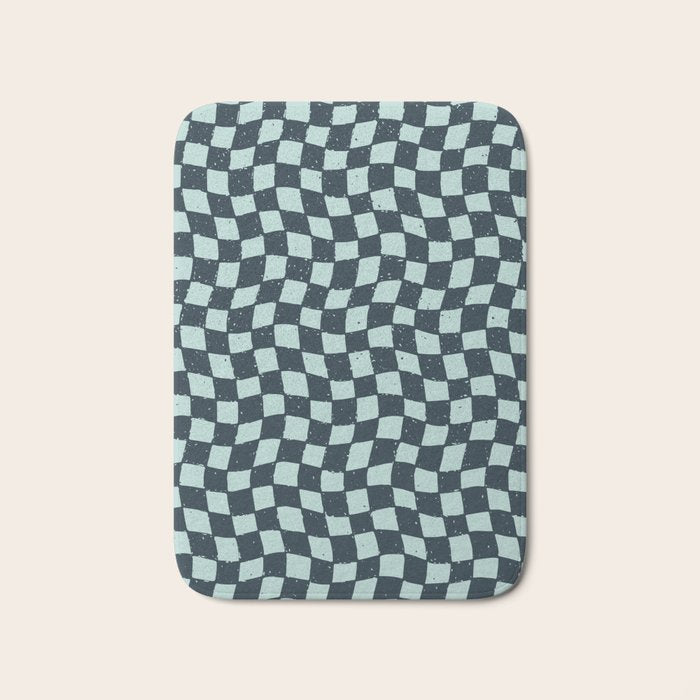 Wavy Checks . Ocean Blue Bath Mat Gallery Image 1