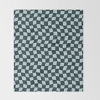 Wavy Checks . Ocean Blue Throw Blanket Gallery Image 2
