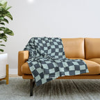 Wavy Checks . Ocean Blue Throw Blanket Gallery Image 1
