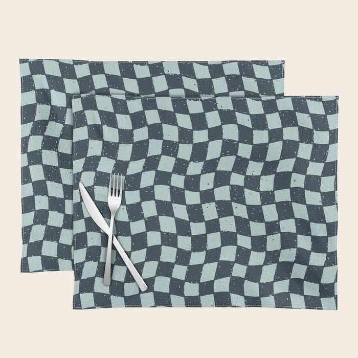 Wavy Checks . Ocean Blue Placemat Gallery Image 1