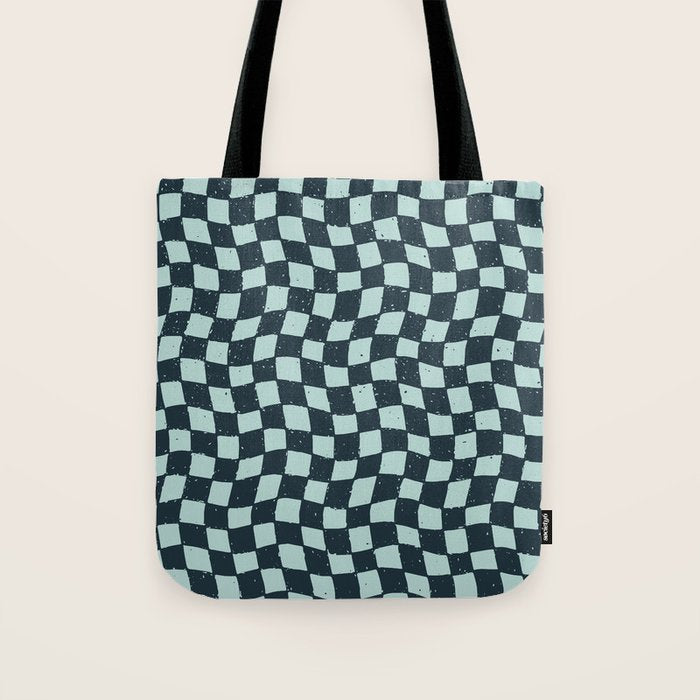 Wavy Checks . Ocean Blue Tote Bag Gallery Image 1