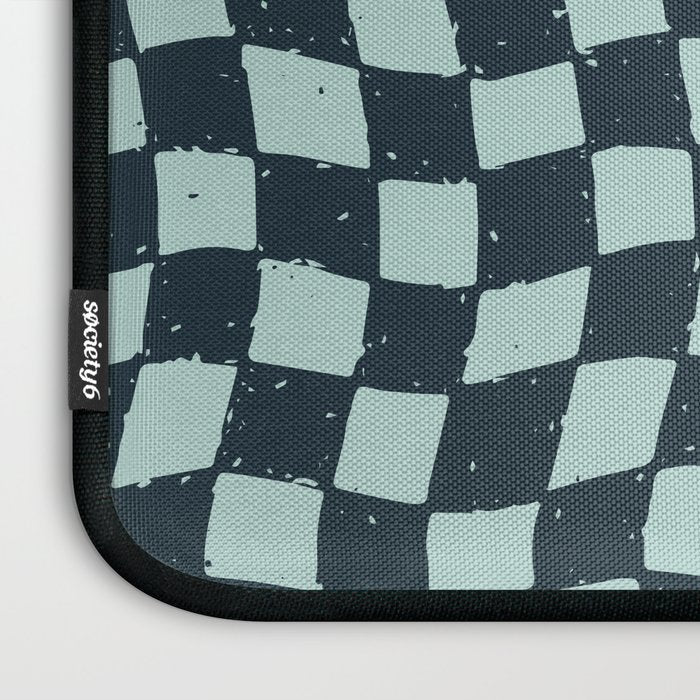 Wavy Checks . Ocean Blue Laptop Sleeve Gallery Image 3