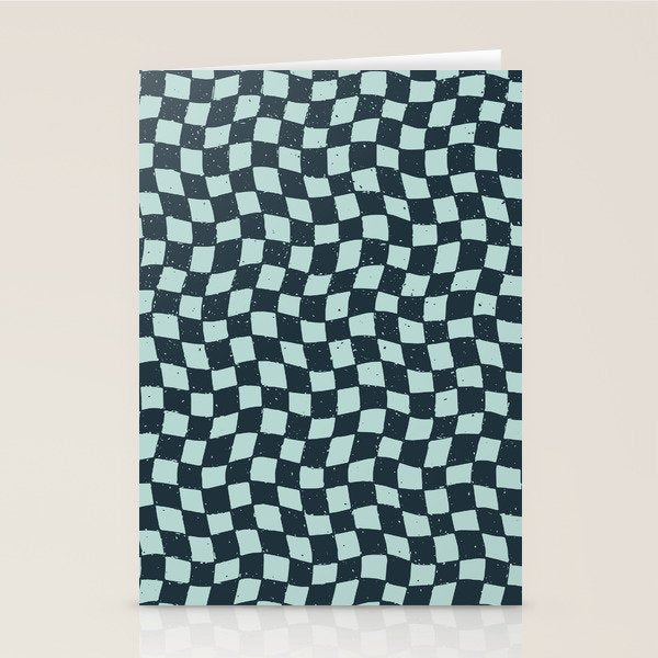 Wavy Checks . Ocean Blue Stationery Card Gallery Image 1