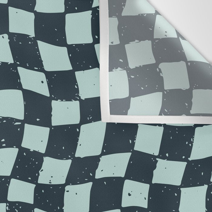 Wavy Checks . Ocean Blue Wall Tapestry Gallery Image 3