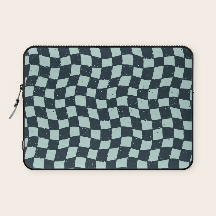 Wavy Checks . Ocean Blue Laptop Sleeve Gallery Image 1