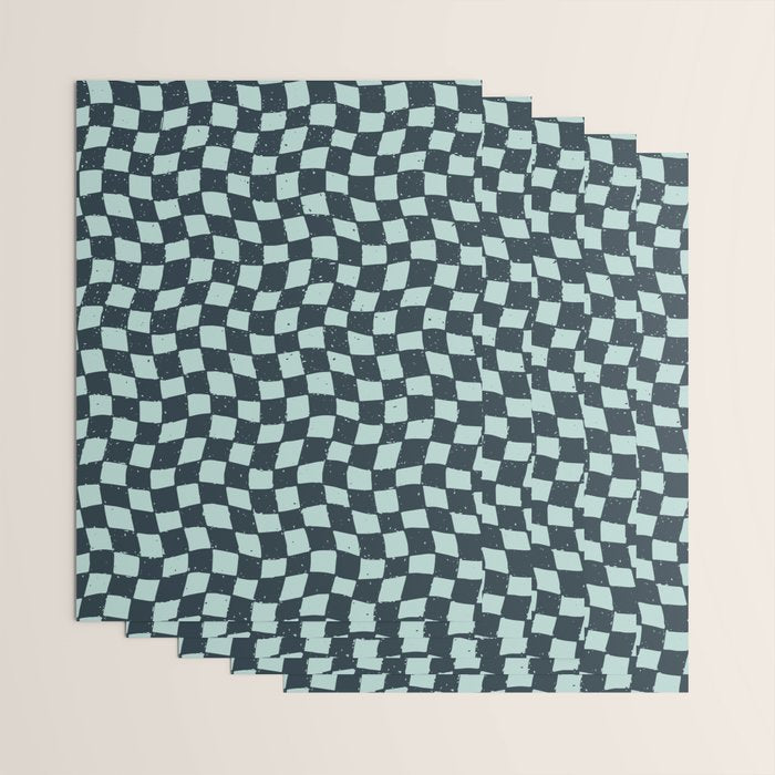 Wavy Checks . Ocean Blue Wrapping Paper Gallery Image 3