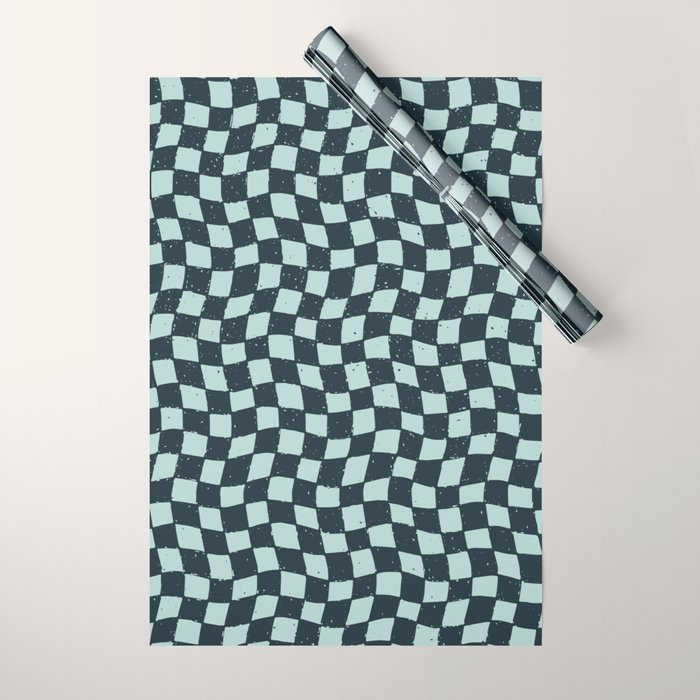 Wavy Checks . Ocean Blue Wrapping Paper Gallery Image 1