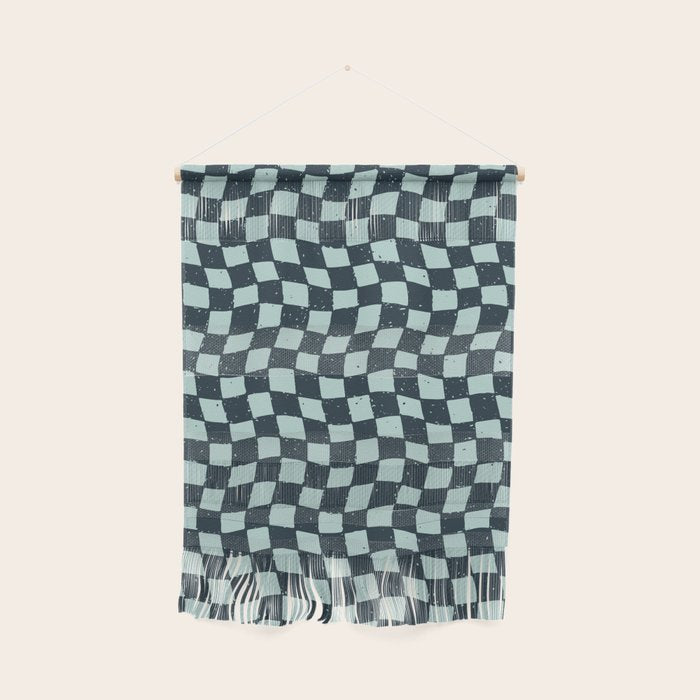 Wavy Checks . Ocean Blue Wall Hanging Gallery Image 1