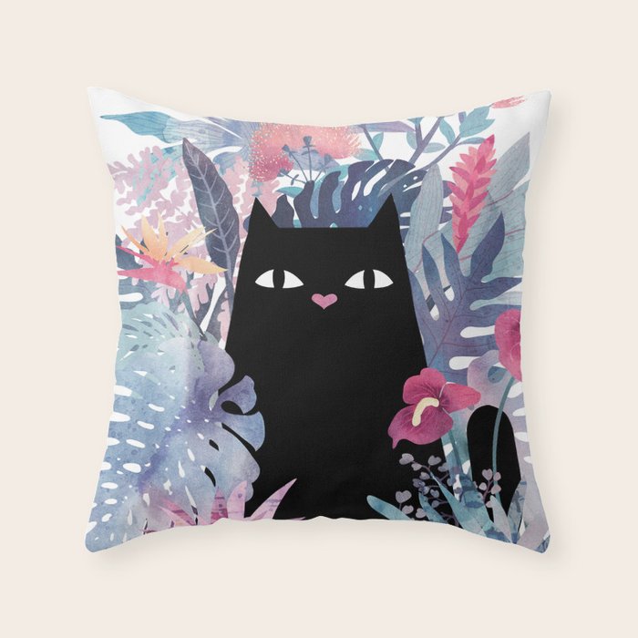 Popoki (Pastel) Throw Pillow Gallery Image 1