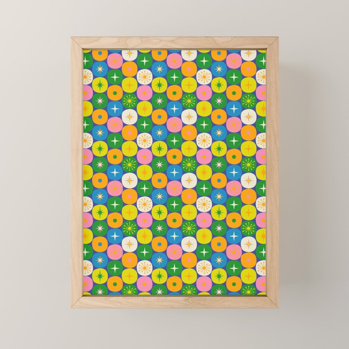 Mid Century Modern Atomic Future Colorful Modtastic Dots and Stars Pattern 3 Mini Art Print Gallery Image 1