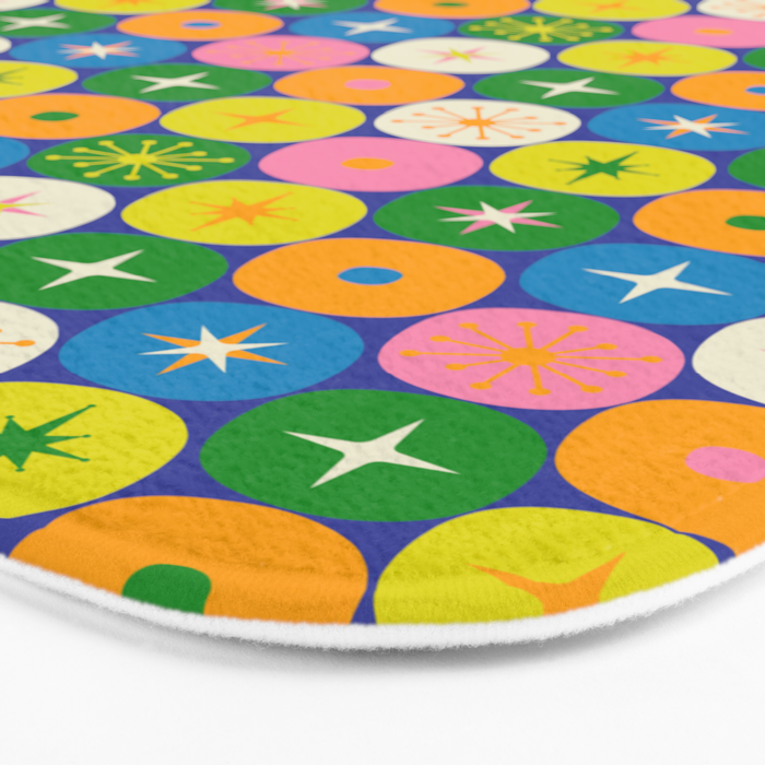Mid Century Modern Atomic Future Colorful Modtastic Dots and Stars Pattern 3 Bath Mat Gallery Image 3