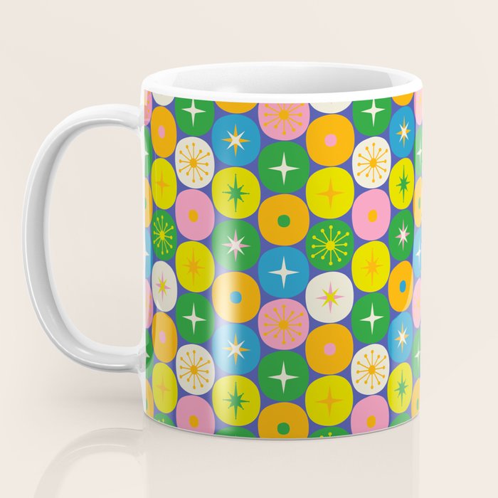 Mid Century Modern Atomic Future Colorful Modtastic Dots and Stars Pattern 3 Coffee Mug Gallery Image 3