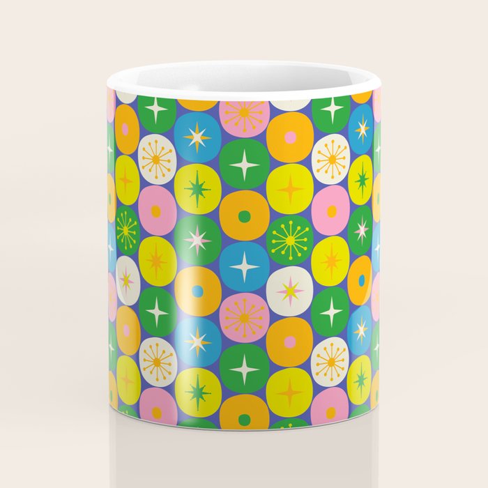 Mid Century Modern Atomic Future Colorful Modtastic Dots and Stars Pattern 3 Coffee Mug Gallery Image 4