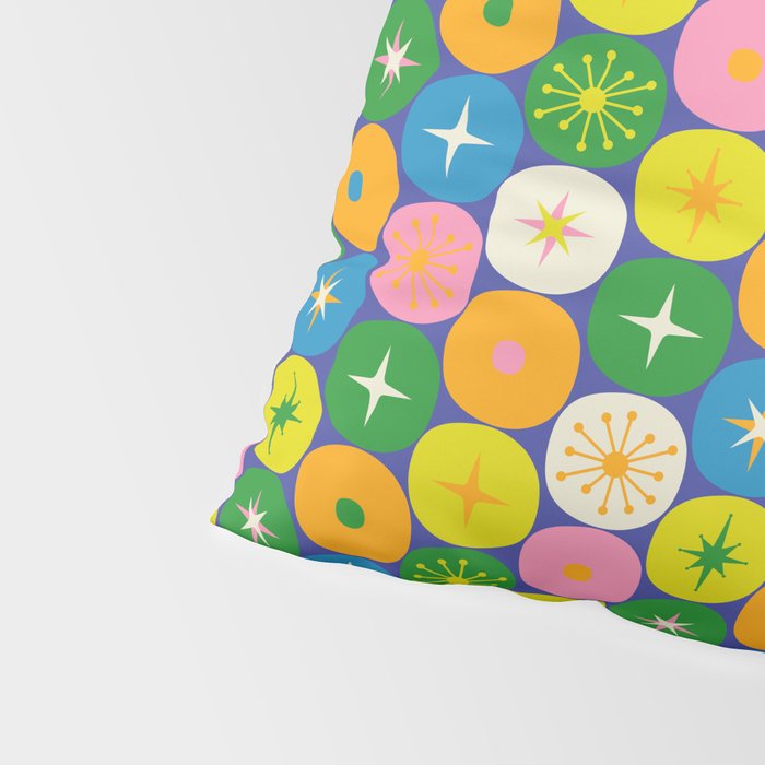 Mid Century Modern Atomic Future Colorful Modtastic Dots and Stars Pattern 3 Pillow Sham Gallery Image 4