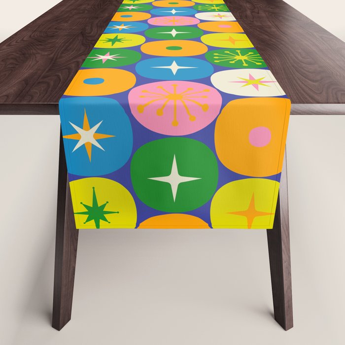 Mid Century Modern Atomic Future Colorful Modtastic Dots and Stars Pattern 3 Table Runner Gallery Image 1