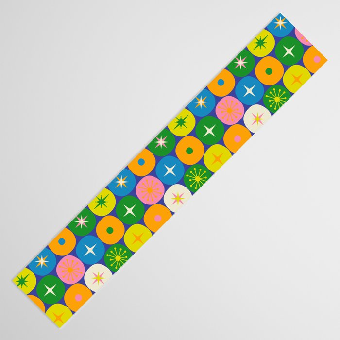 Mid Century Modern Atomic Future Colorful Modtastic Dots and Stars Pattern 3 Table Runner Gallery Image 3