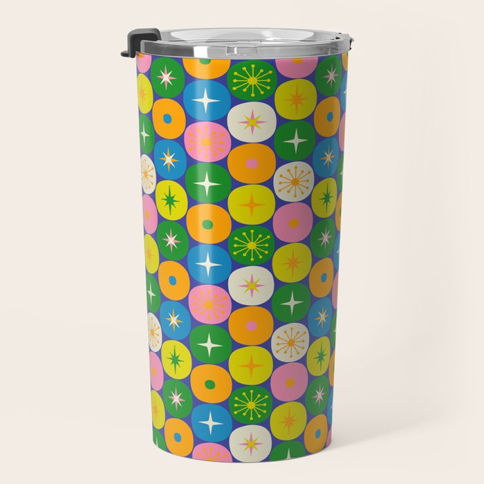 Mid Century Modern Atomic Future Colorful Modtastic Dots and Stars Pattern 3 Travel Mug Gallery Image 3