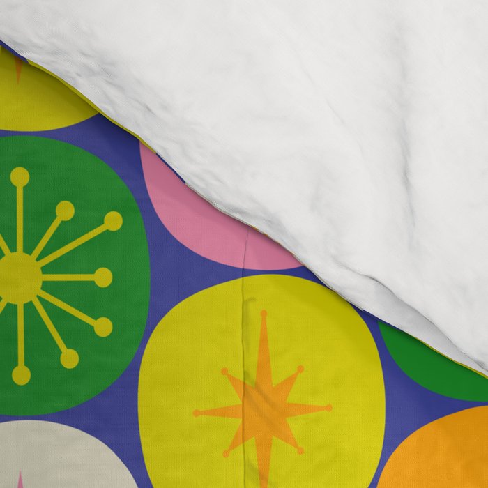 Mid Century Modern Atomic Future Colorful Modtastic Dots and Stars Pattern 3 Comforter Gallery Image 4