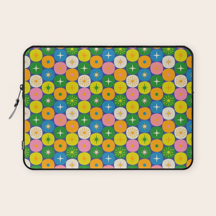 Mid Century Modern Atomic Future Colorful Modtastic Dots and Stars Pattern 3 Laptop Sleeve Gallery Image 1