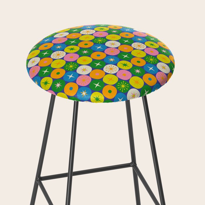 Mid Century Modern Atomic Future Colorful Modtastic Dots and Stars Pattern 3 Stool Gallery Image 2