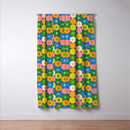 Mid Century Modern Atomic Future Colorful Modtastic Dots and Stars Pattern 3 Window Curtain Gallery Image 3