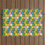Mid Century Modern Atomic Future Colorful Modtastic Dots and Stars Pattern 3 Outdoor Rug Gallery Image 1