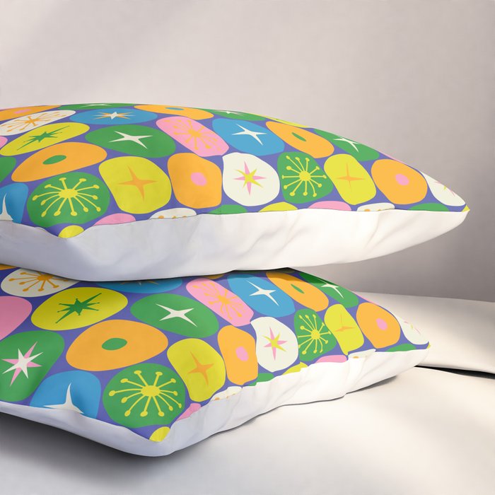 Mid Century Modern Atomic Future Colorful Modtastic Dots and Stars Pattern 3 Pillow Sham Gallery Image 3