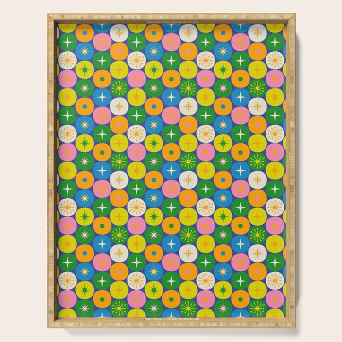 Mid Century Modern Atomic Future Colorful Modtastic Dots and Stars Pattern 3 Serving Tray Gallery Image 1