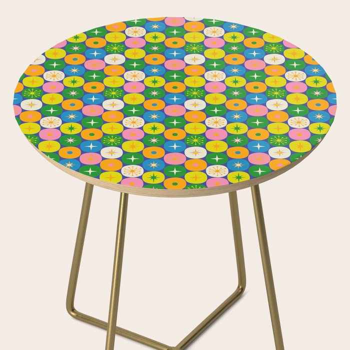 Mid Century Modern Atomic Future Colorful Modtastic Dots and Stars Pattern 3 Side Table Gallery Image 2