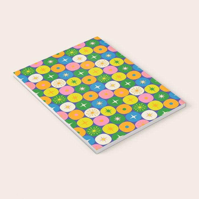 Mid Century Modern Atomic Future Colorful Modtastic Dots and Stars Pattern 3 Notebook Gallery Image 3